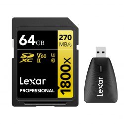 Lexar SDXC Prof UHS-II 1800X 64GB + LRW450