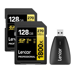 LEXAR PRO SD UHS-II 1800X 128GB BIPACK+LRW450