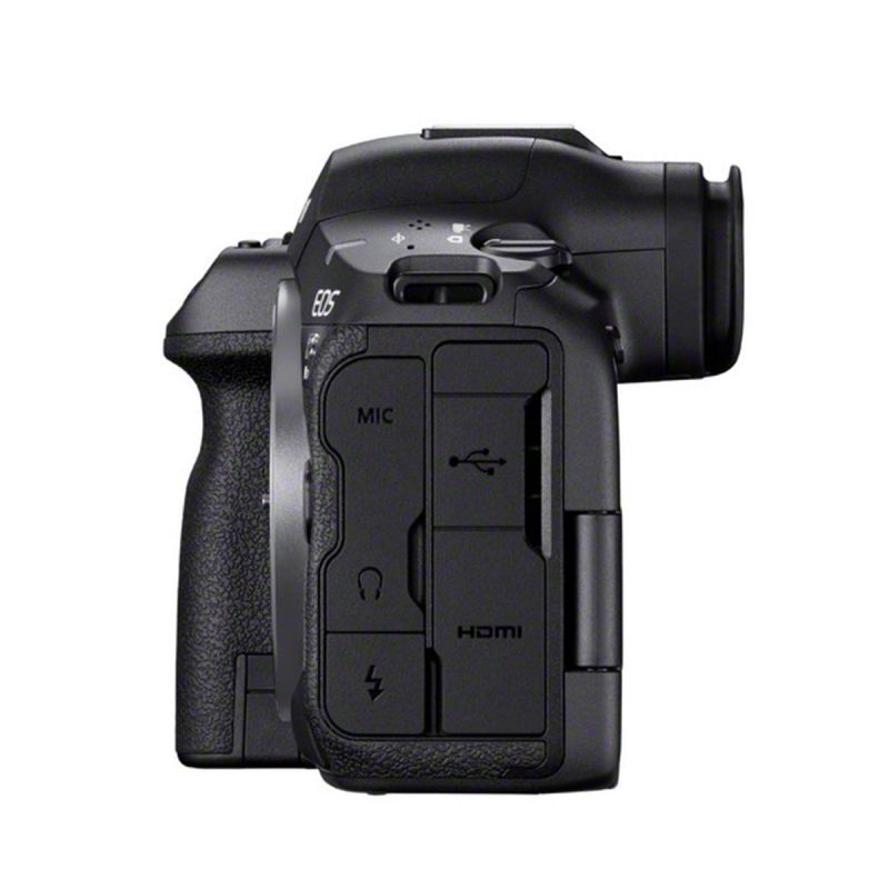 Canon EOS R5 Mark II vue côté droit – Connectiques USB-C, HDMI et Wi-Fi 6E