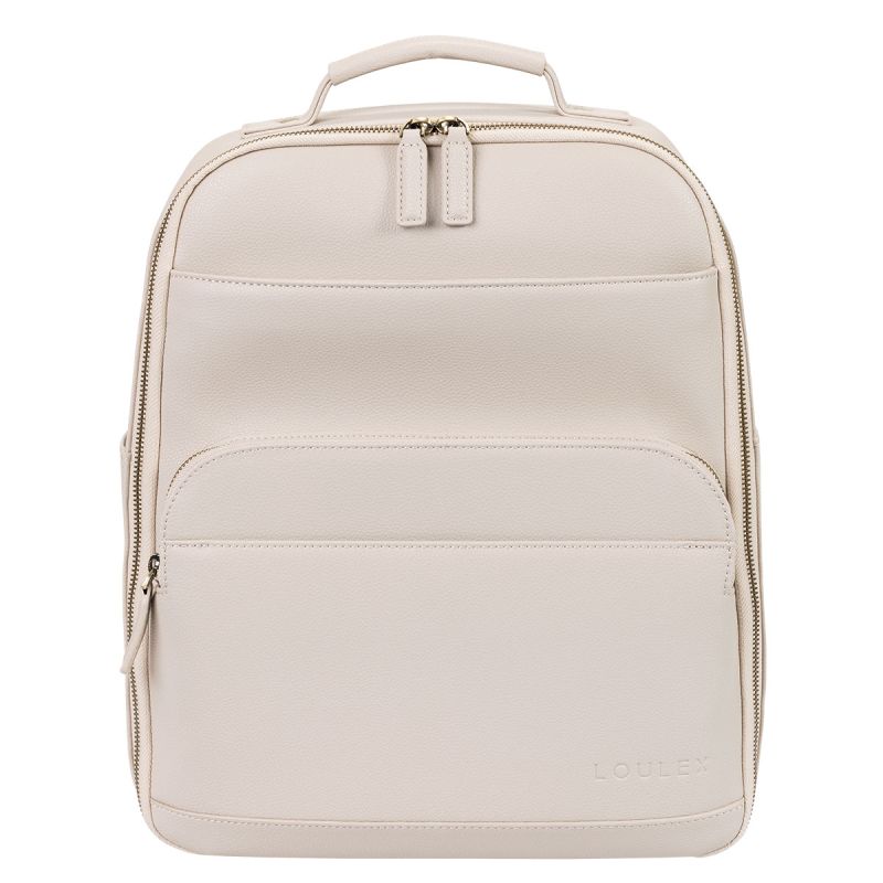 LOULEX Backpack 2.0 Beige – Sac à dos photo cuir microfibre 16"