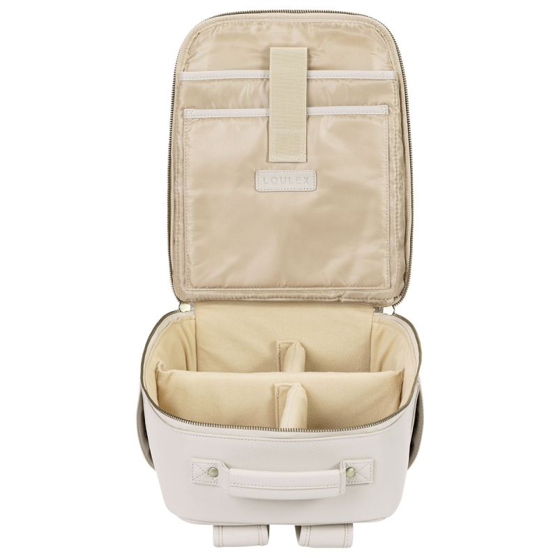 LOULEX Mini Bag Beige – Sac photo compact cuir microfibre 13"