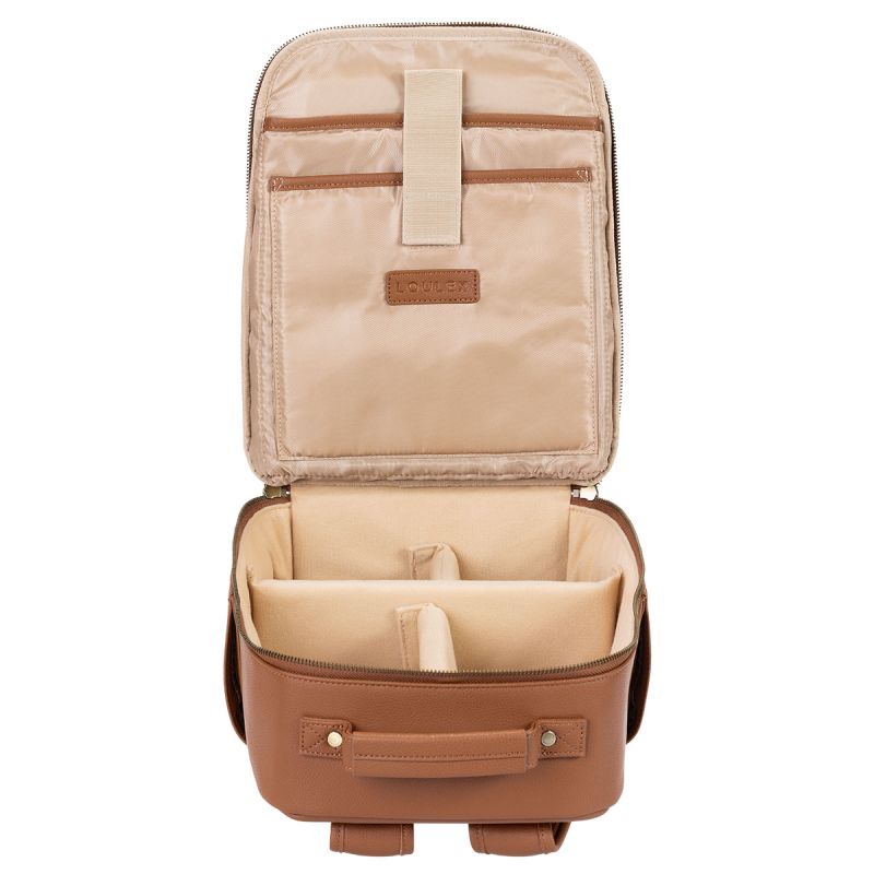 LOULEX Mini Bag Brown – Sac photo compact cuir microfibre 13"