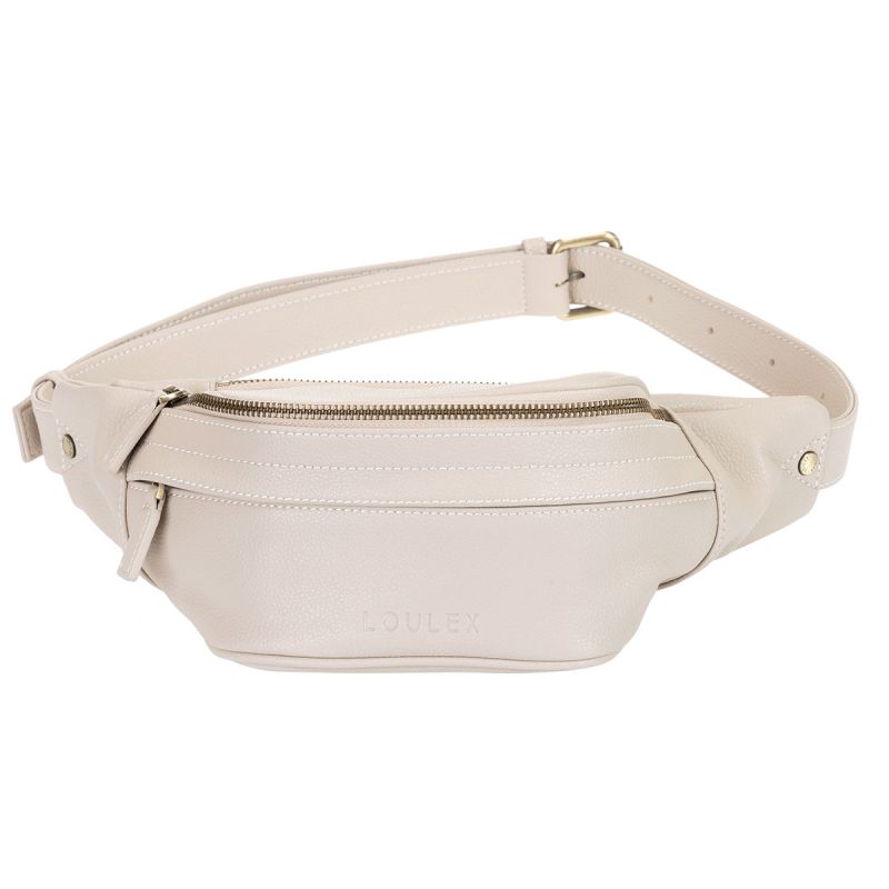 LOULEX Mini Fanny Pack Beige – Sacoche photo compacte cuir microfibre