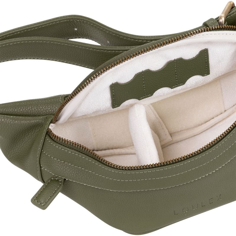LOULEX Fanny Pack Olive – Sacoche photo ventrale cuir microfibre