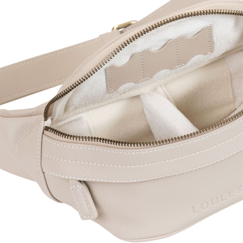 LOULEX Fanny Pack Beige – Sacoche photo ventrale cuir microfibre