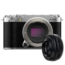 FUJIFILM X-M5 Silver + XF 27mm F2.8 R WR – Hybride APS-C 26,1 Mpx