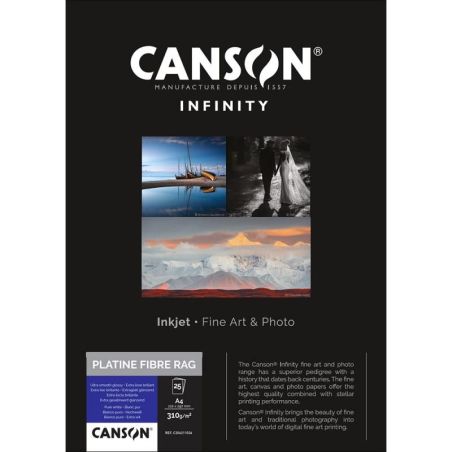 Canson Infinity Platine Fibre Rag 13x18 310g 25 feuilles – Papier photo coton