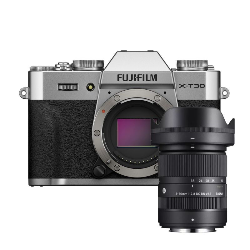 Fujifilm X-T30 III Argent + Sigma 18-50mm F2.8 DC DN Contemporary – Kit Hybride APS-C Lumineux