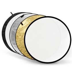 Godox Reflecteur 5-en-1 rond 110cm – Or, Argent, Blanc, Noir, Diffuseur