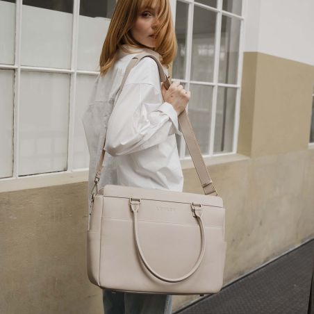 LOULEX Handbag Beige – Sac photo élégant avec compartiment 16"