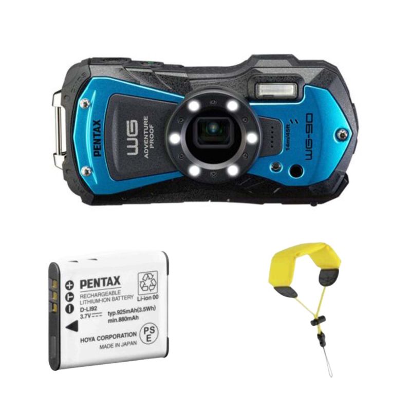 PENTAX WG-90 BLEU Pack Dragonne+Batterie sup