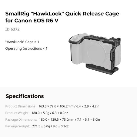 SMALLRIG 6372 Cage HawkLock Canon R6 V