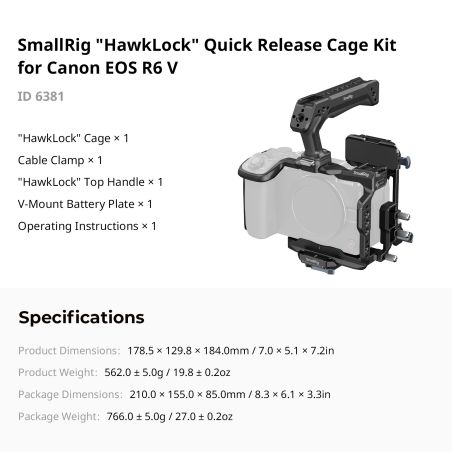 SMALLRIG 6381 Cage Kit V-mount HawkLock R6 V