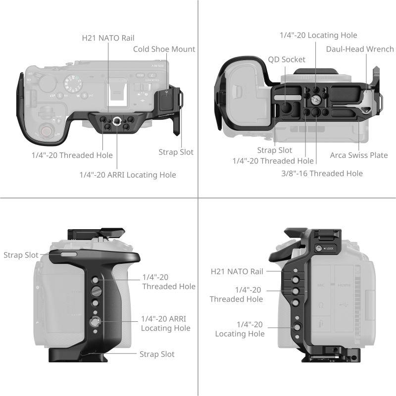 SMALLRIG 6381 Cage Kit V-mount HawkLock R6 V