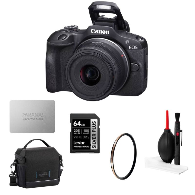 Pack Découverte Panajou Canon R100 + 18-45 + accessoires photo essentiels
