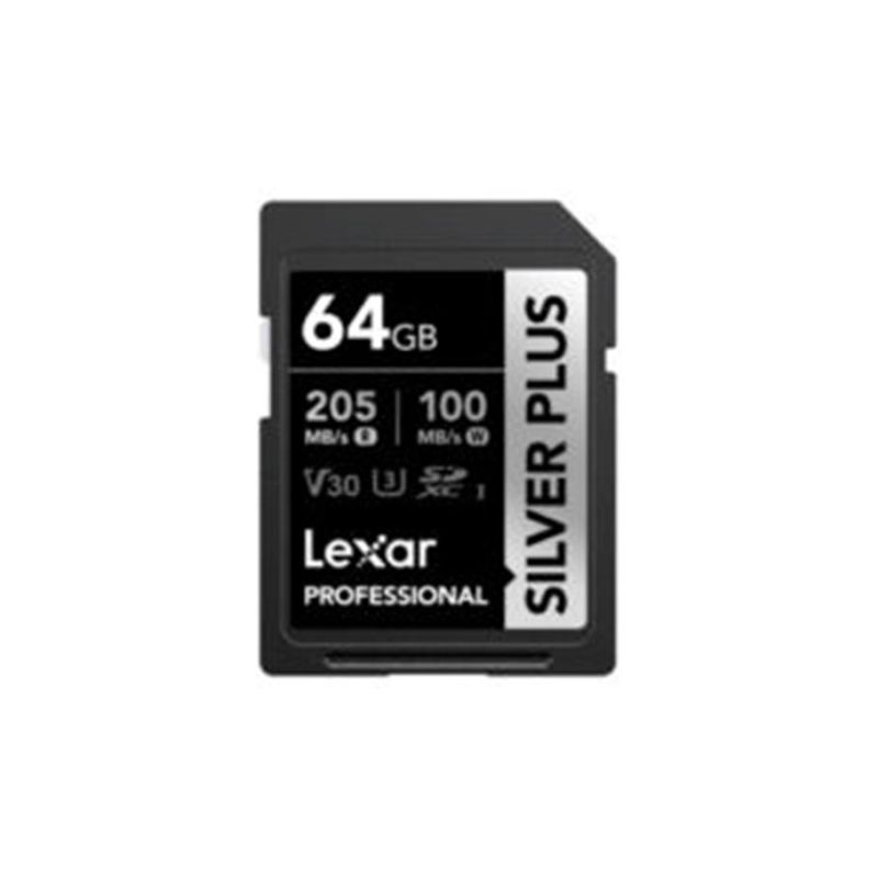Lexar SD Silver Plus 64 Go V30 UHS-I Carte Mémoire SDXC