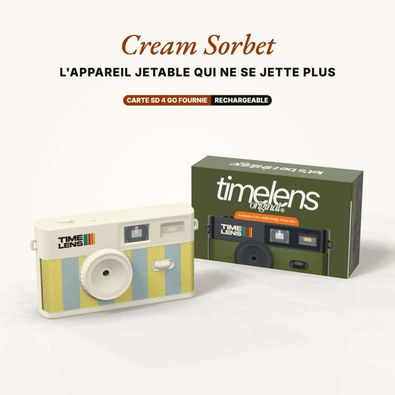 TimeLens Cream Sorbet Appareil Photo Vintage Sans Écran