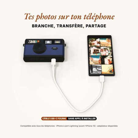 TimeLens Bleu Appareil Photo Numérique Vintage Sans Écran