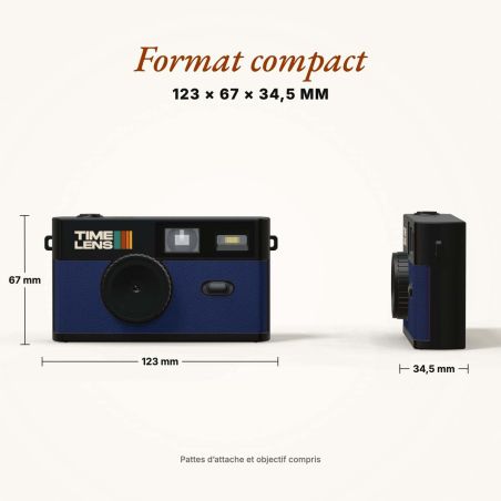 TimeLens Bleu Appareil Photo Numérique Vintage Sans Écran