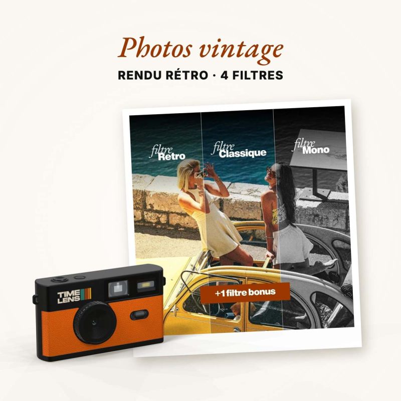 TimeLens Maron TL01 Appareil Photo Numérique Vintage Sans Écran