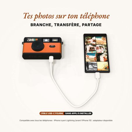 TimeLens Maron TL01 Appareil Photo Numérique Vintage Sans Écran