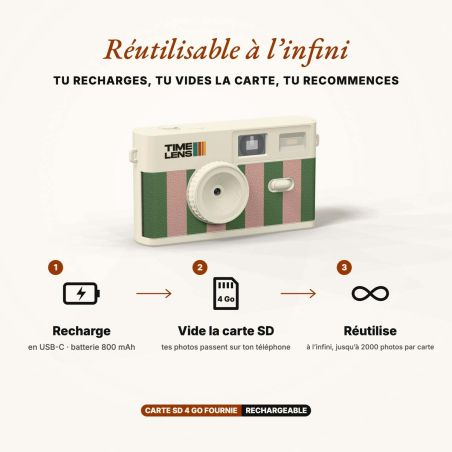 TimeLens Cream Rosemary Appareil Photo Vintage Sans Écran