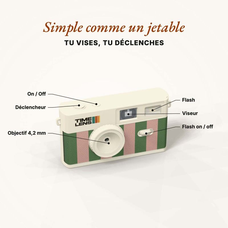 TimeLens Cream Rosemary Appareil Photo Vintage Sans Écran