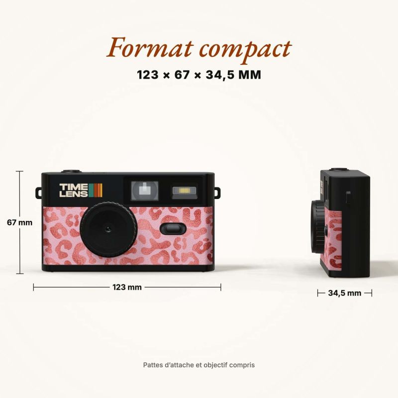 TimeLens Pink Leopard Appareil Photo Vintage Sans Écran