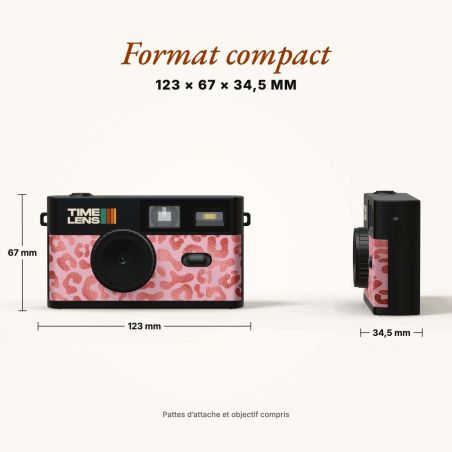 TimeLens Pink Leopard Appareil Photo Vintage Sans Écran