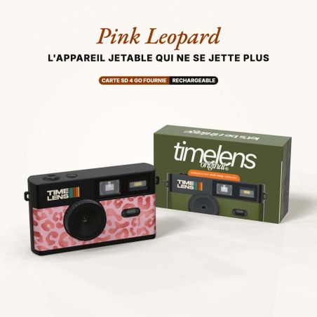 TimeLens Pink Leopard Appareil Photo Vintage Sans Écran