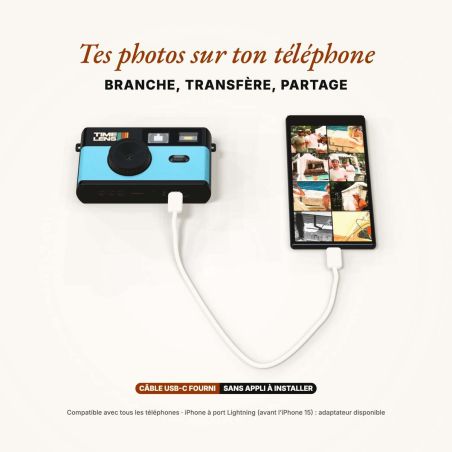 TimeLens Bleu Turquoise Appareil Photo Vintage Sans Écran