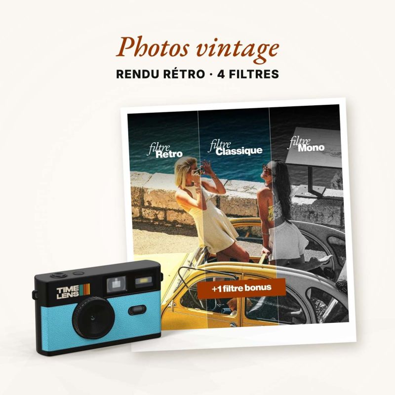 TimeLens Bleu Turquoise Appareil Photo Vintage Sans Écran