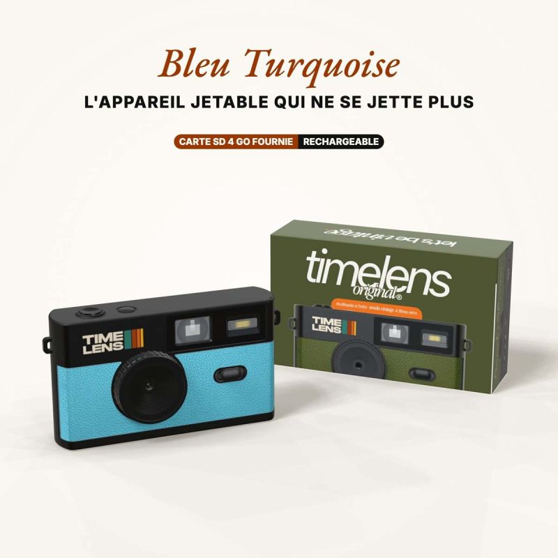 TimeLens Bleu Turquoise Appareil Photo Vintage Sans Écran