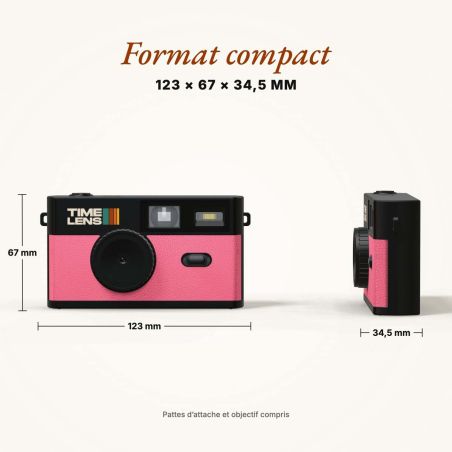 TimeLens Rose Appareil Photo Numérique Vintage Sans Écran