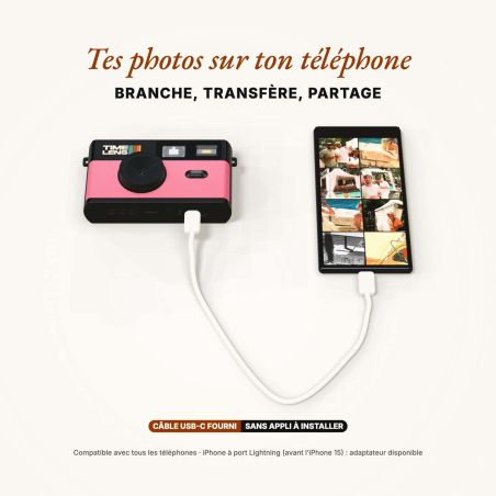 TimeLens Rose Appareil Photo Numérique Vintage Sans Écran