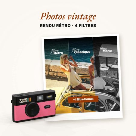 TimeLens Rose Appareil Photo Numérique Vintage Sans Écran