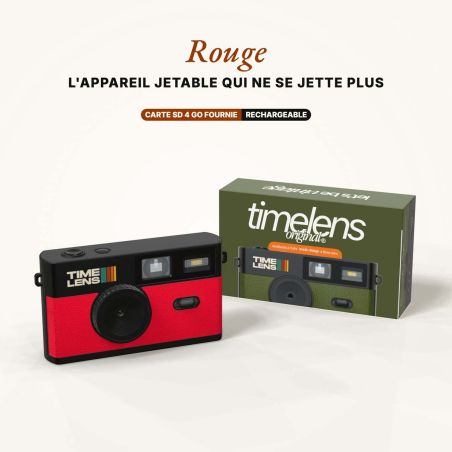 TimeLens Rouge Appareil Photo Numérique Vintage Sans Écran