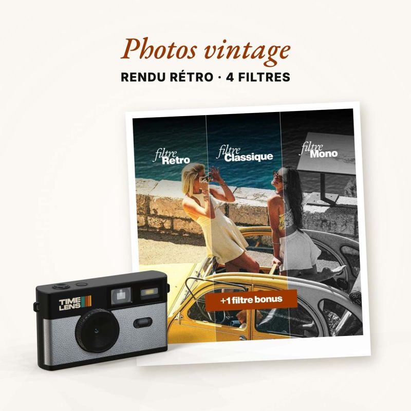 TimeLens POP 80's Silver Appareil Photo Vintage Sans Écran