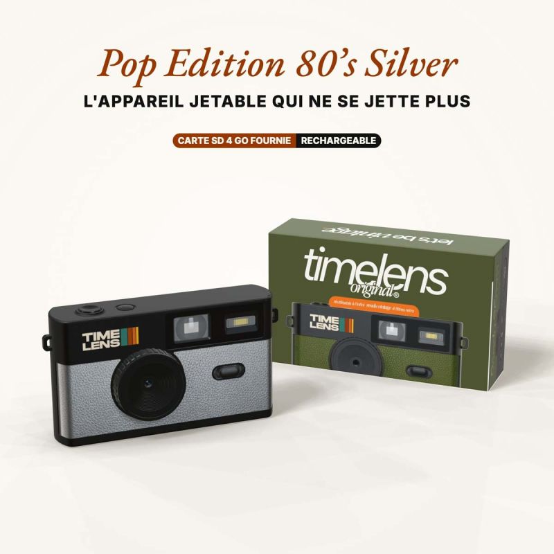 TimeLens POP 80's Silver Appareil Photo Vintage Sans Écran
