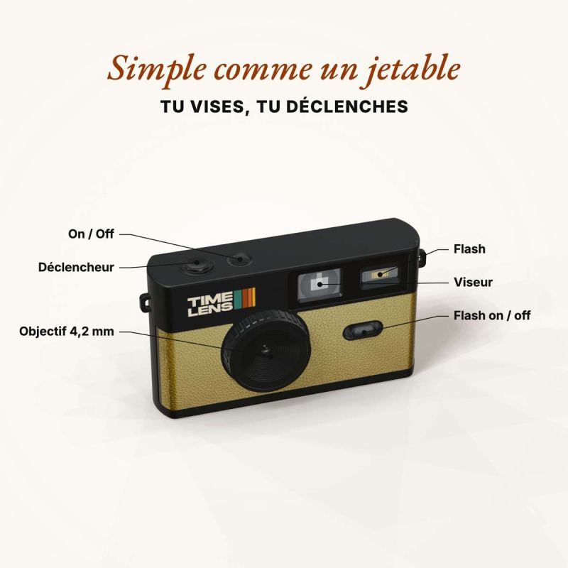 TimeLens POP Edition 80's Gold Appareil Photo Sans Écran