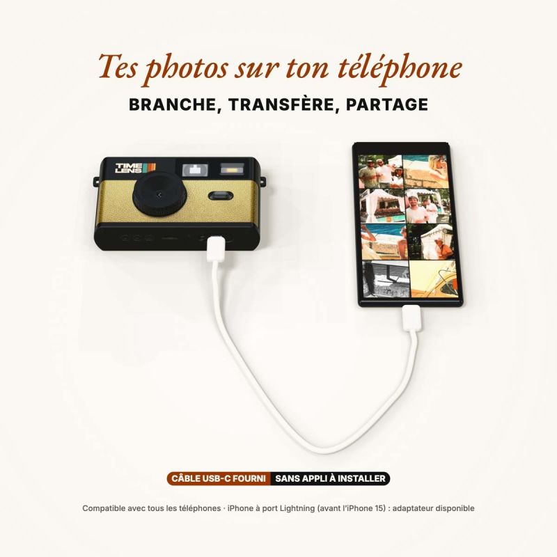 TimeLens POP Edition 80's Gold Appareil Photo Sans Écran
