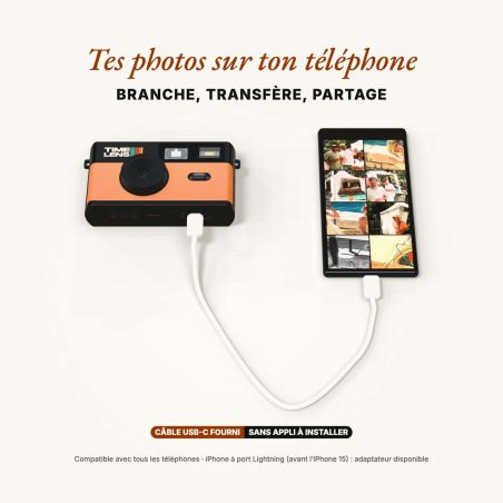 TimeLens Orange Appareil Photo Numérique Vintage Sans Écran