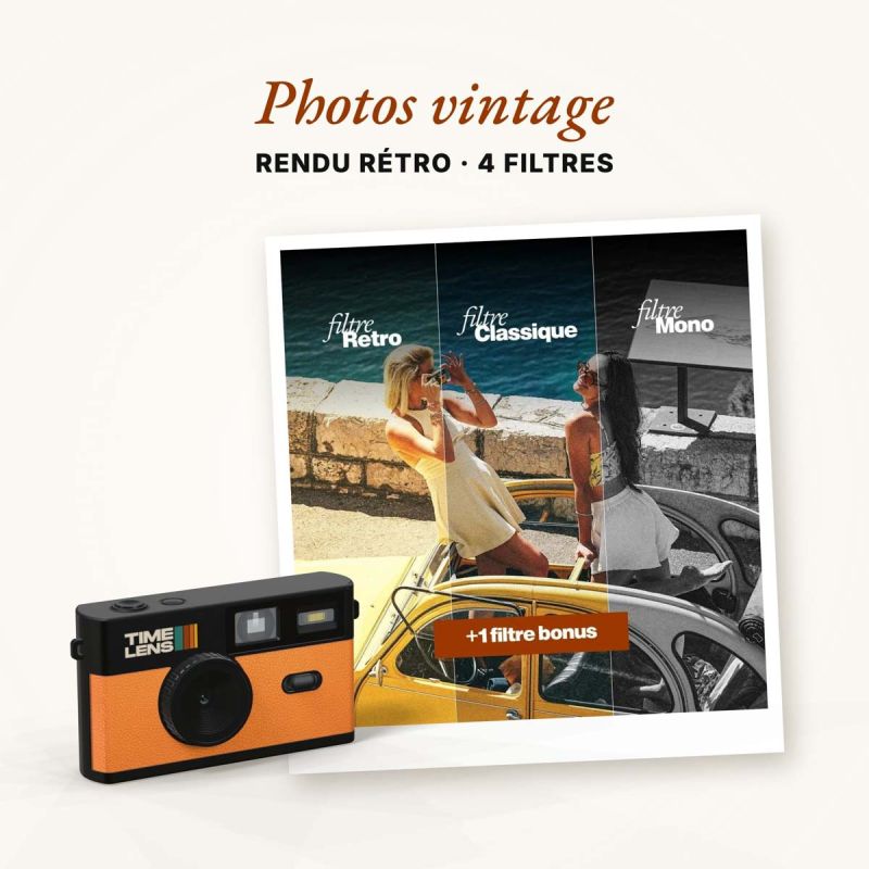 TimeLens Orange Appareil Photo Numérique Vintage Sans Écran