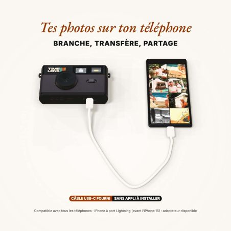 TimeLens Noir Appareil Photo Numérique Vintage Sans Écran