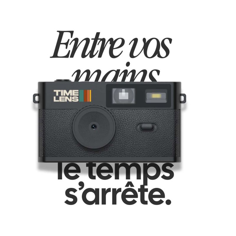 TimeLens Noir Appareil Photo Numérique Vintage Sans Écran