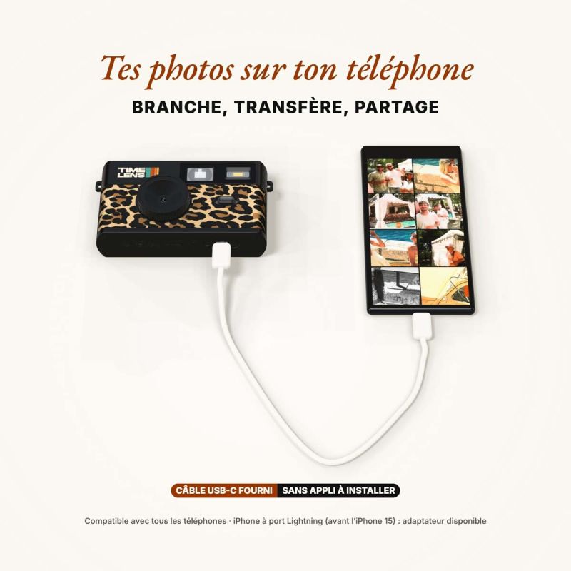 TimeLens Leopard Appareil Photo Numérique Vintage Sans Écran