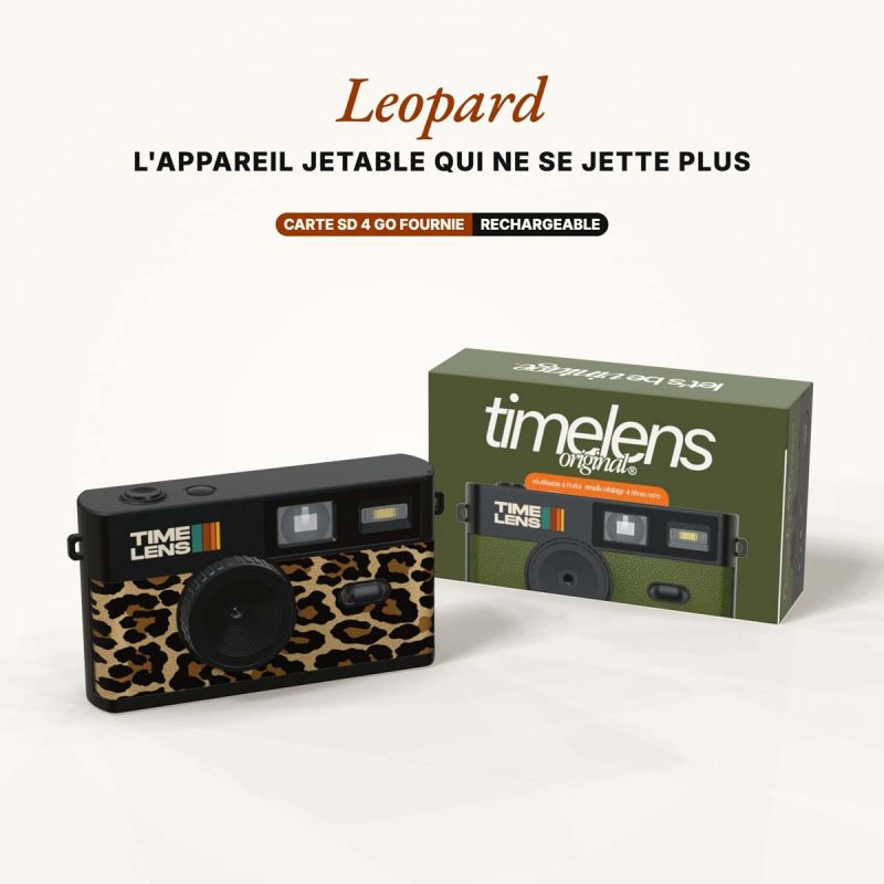 TimeLens Leopard Appareil Photo Numérique Vintage Sans Écran