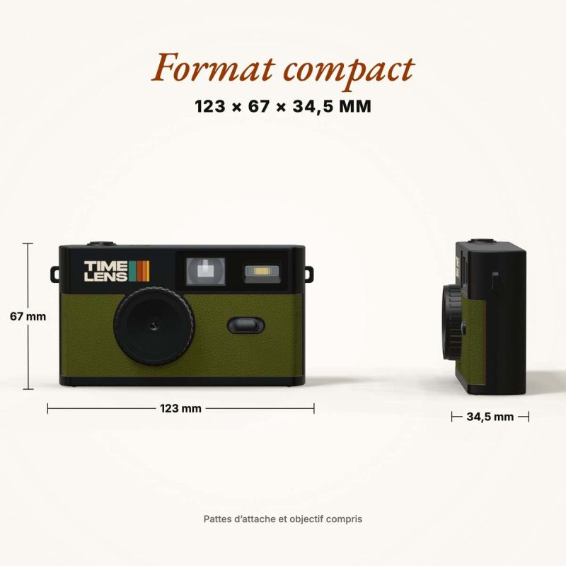 TimeLens Kaki Appareil Photo Numérique Vintage Sans Écran