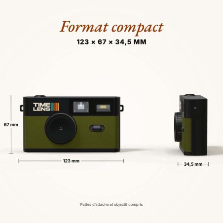 TimeLens Kaki Appareil Photo Numérique Vintage Sans Écran