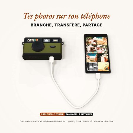 TimeLens Kaki Appareil Photo Numérique Vintage Sans Écran
